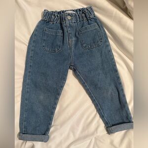 Zara toddler Girl Paperbag Blue Denim Jeans with Pockets
